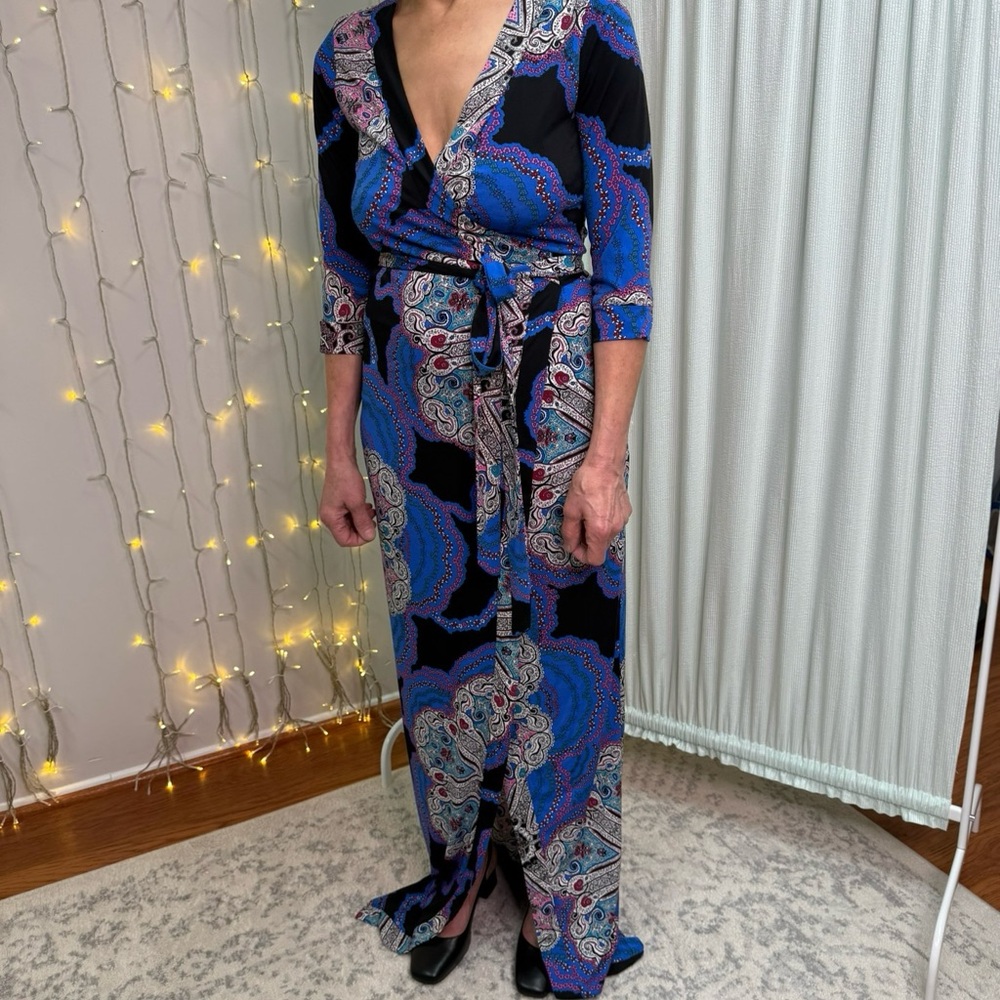 Rubber Ducky Productions Black and Blue Paisley wraparound dress
